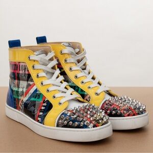 Colorful High-Top Sneakers with Studded Toes